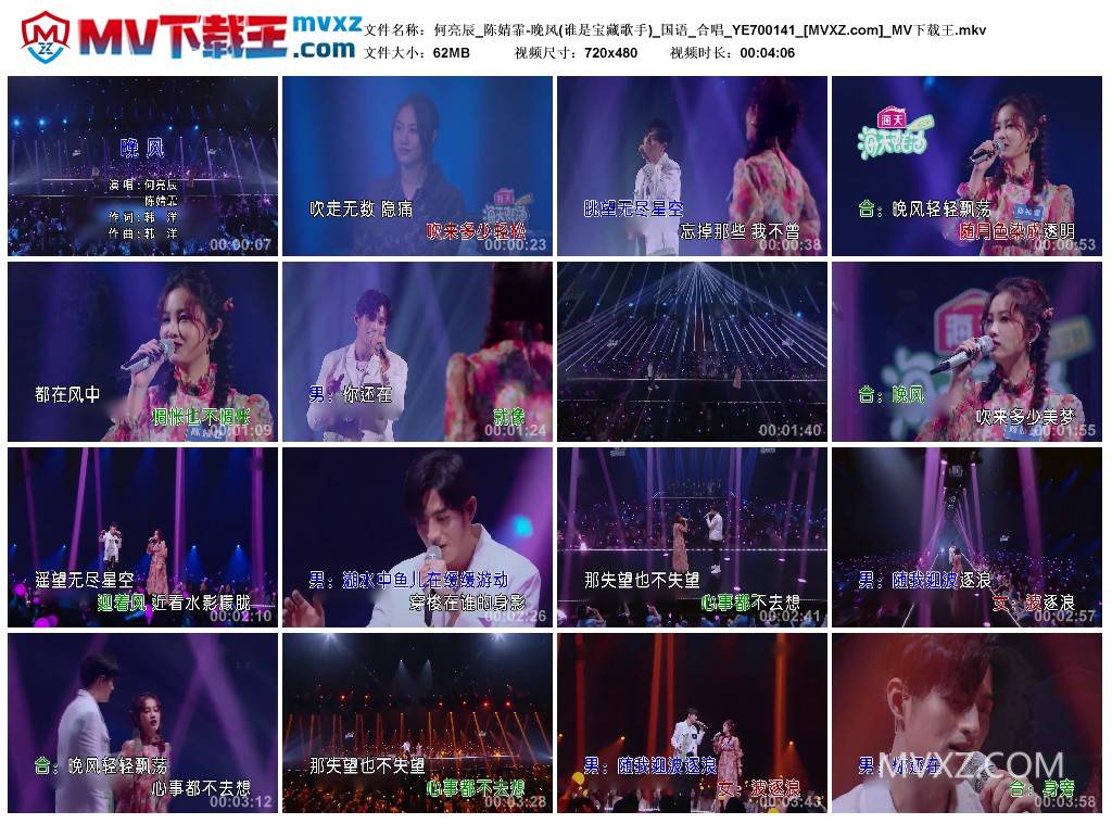 何亮辰_陈婧霏-晚风(谁是宝藏歌手)_国语_合唱_YE700141
